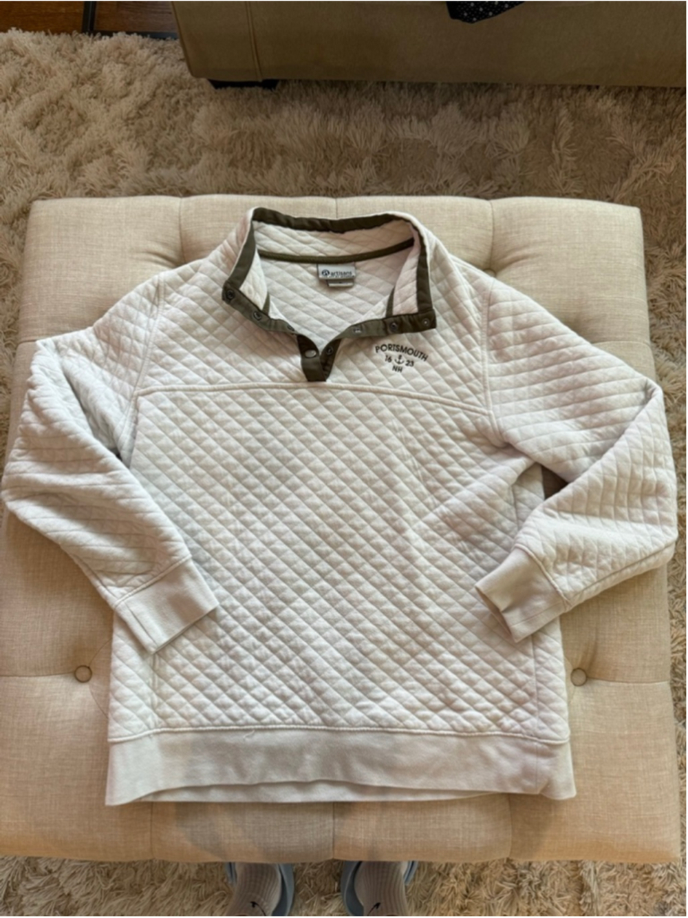 Women’s Artisans XL Off-White Quilted Crewneck Sweater
